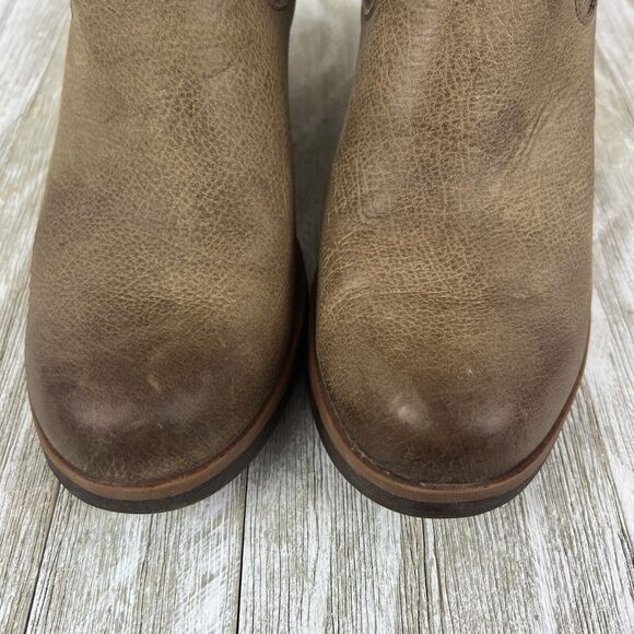 Korks by Kork Ease Gemini Tan Leather Wedge Zip Ankle Boots Womens Size 6.5 - Picture 4 of 10